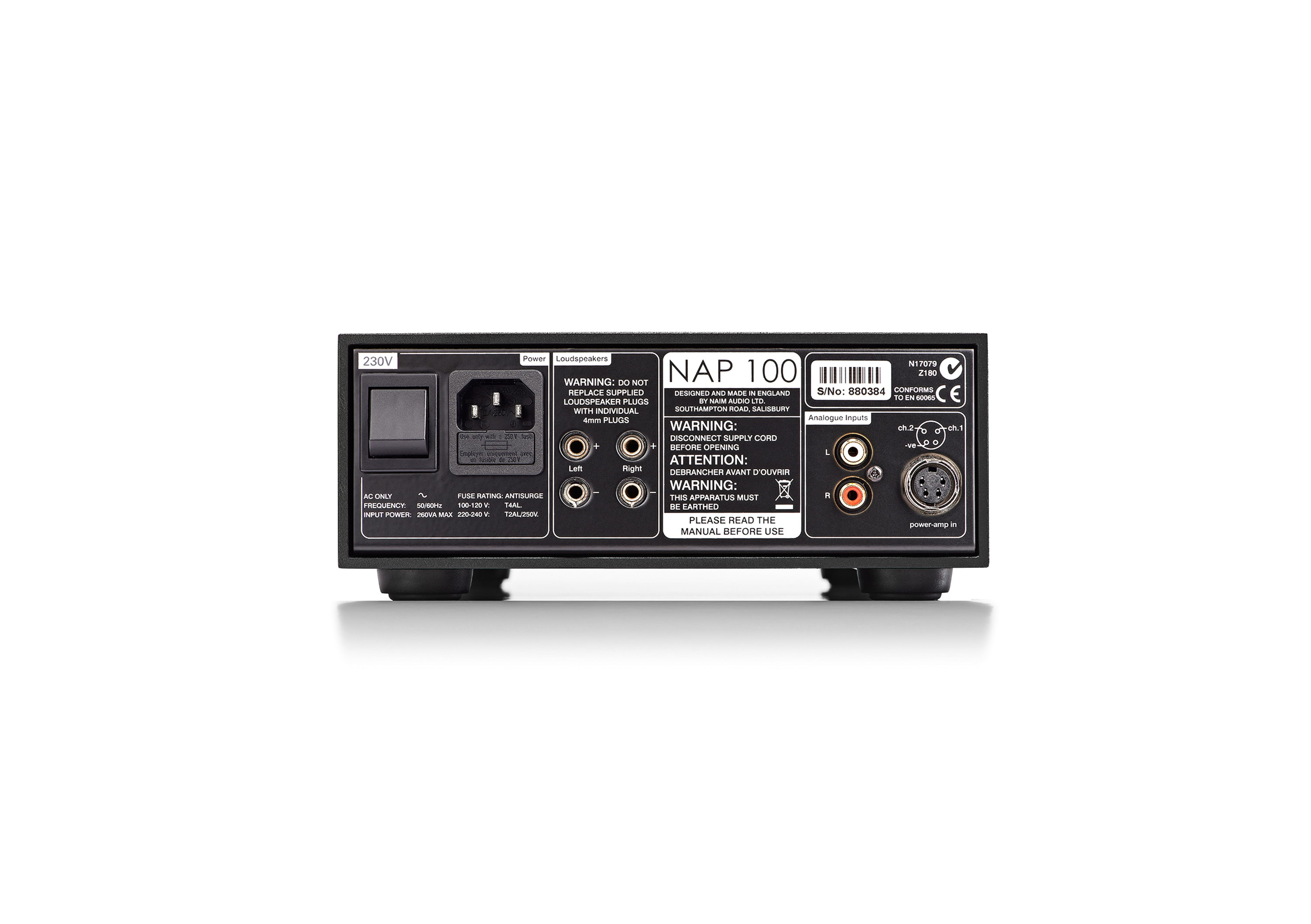 NAP 100 Power Amplifier - Rear View